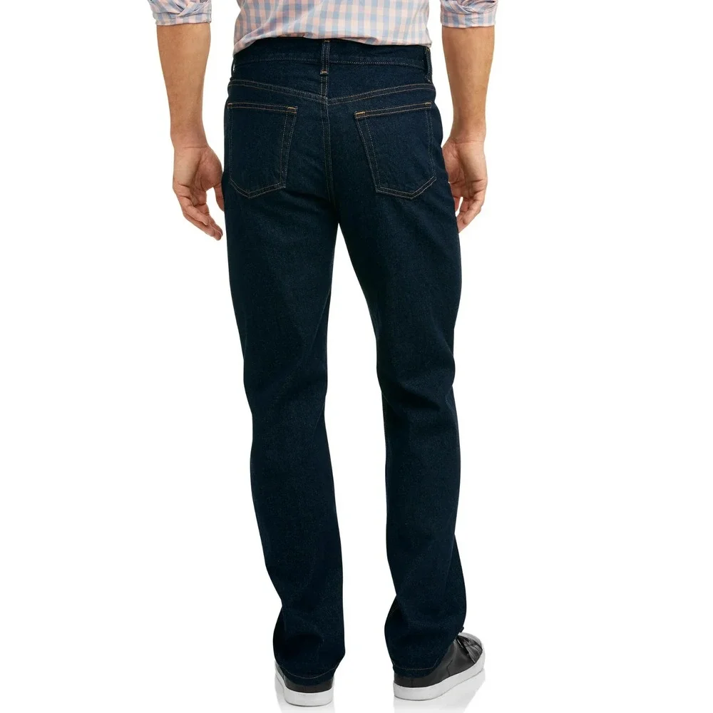 George Mens Jeans Size 34x30 Dark Wash Cotton Relaxed Fit Straight-Leg Carpenter